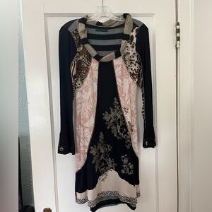 Seven Waves Long Sleeve Funky Pattern Dress (Fits Like A M)